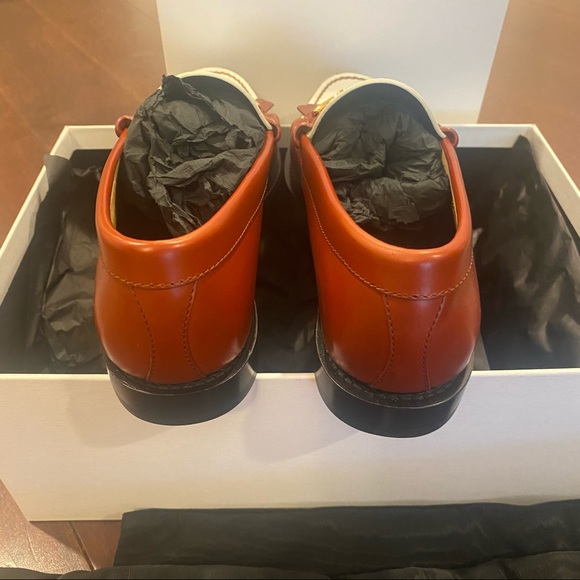 Celine Luco Polished Maillons Triomphe Moccasin Loafers Brown White - size 35.5 - Picture 12 of 13